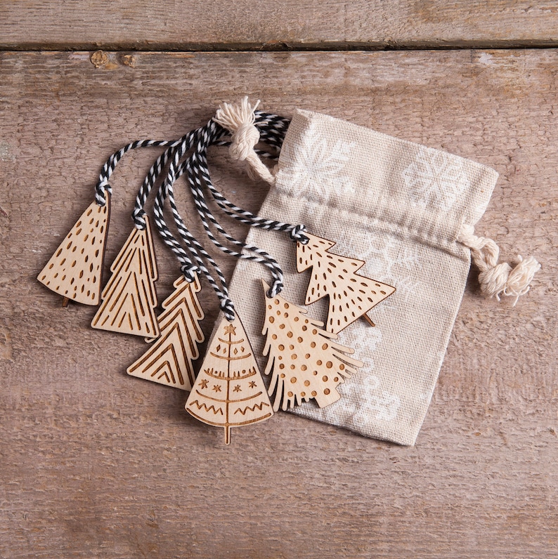 Mini Wooden Christmas Tree Decorations Etsy