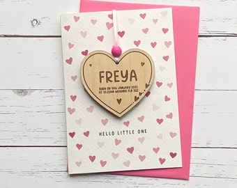 New Baby Girl Wooden Keepsake Card