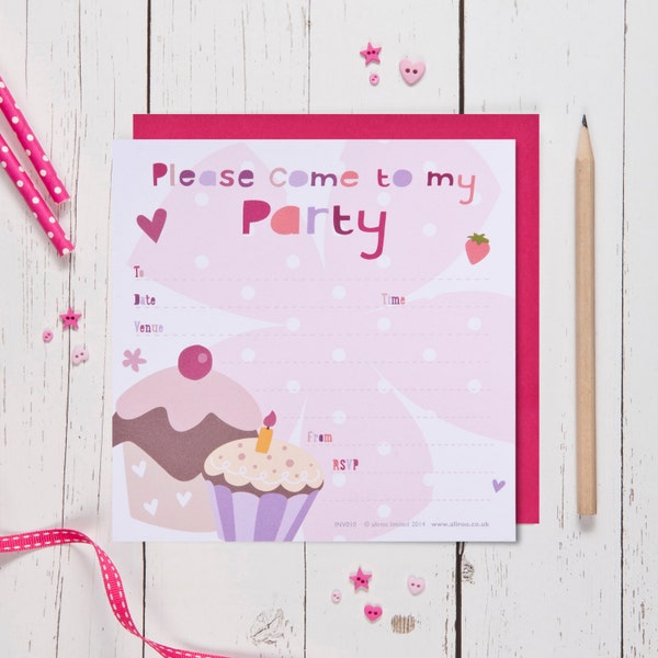 Cupcake Birthday Party Invites