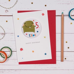 Monster Birthday Card |Personalised Boy's Birthday Card | Boys Age Badge Card