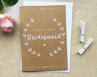 Rustic Bridesmaid Thank You Card