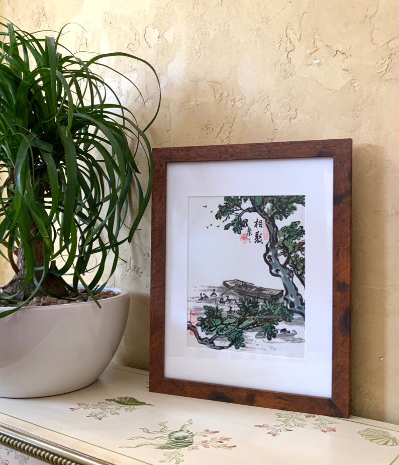 Original Chinese Calligraphy and Painting Get Your Ducks in a Row Home Decor Frame Included Wall Hanging Art
