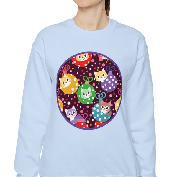 Christmas Cat & Polka-dots Crewneck Sweatshirt