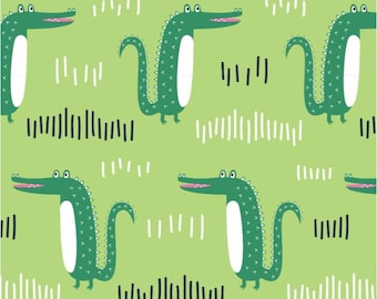 Everglades Navy Snakes Swamp Kids Cotton Fabric Width Approx 112cm