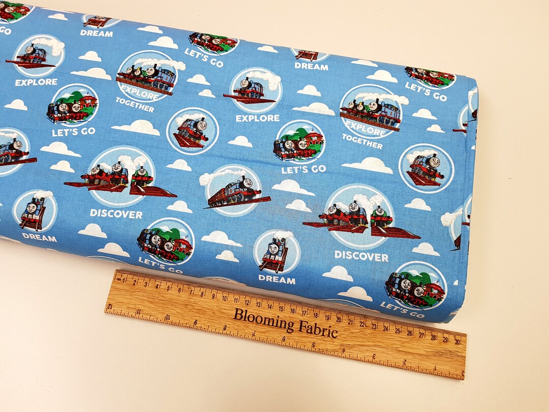 Tissu à Motif Train Type Thomas - Pour Pull & Mini Sac - Panneaux Pour Couture/quilt - Neuf