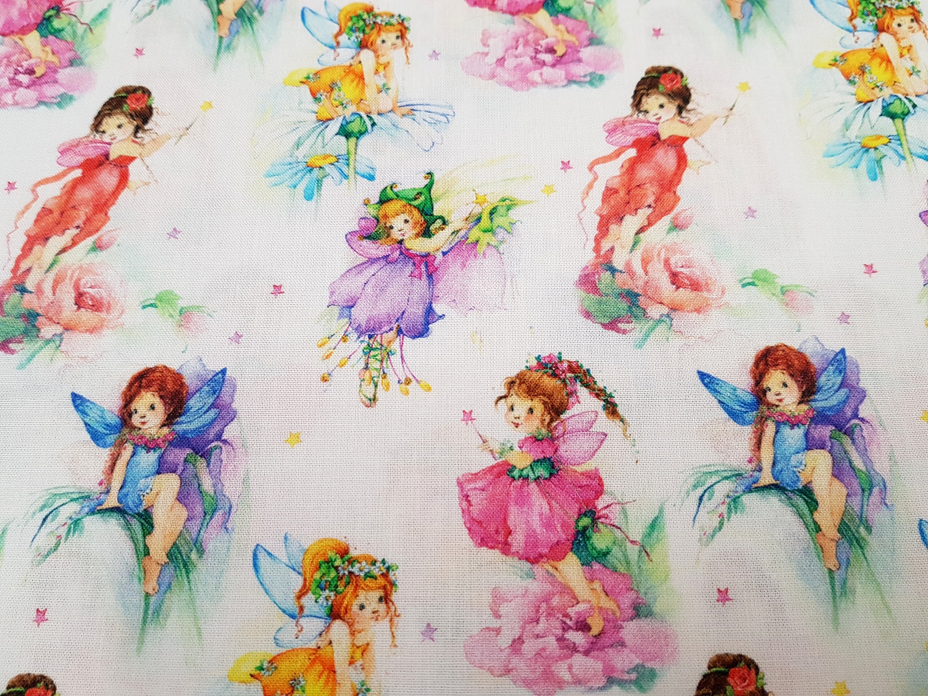 Fairies Cotton Fabric Flower Fairy Fabric Magical Fabric Etsy UK