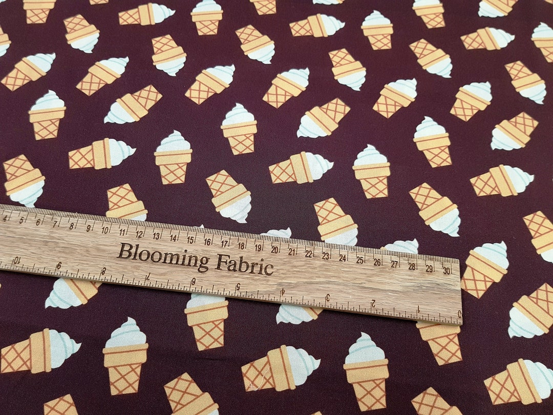 Ice Cream Cone Fabric Classic Ice Cream Fabric 100 Woven Etsy