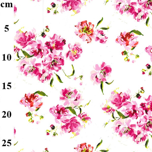 Pink Watercolour field flowers Floral prints cotton, 100% cotton print, craft and clothing, quilting fabric Yard/Meter