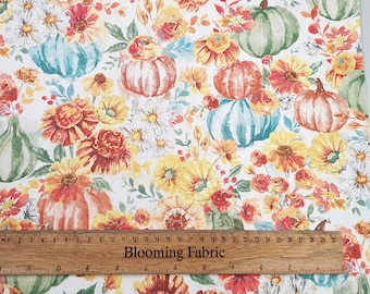 Kürbis Blumendruck Baumwollstoff, Herbst Handwerk