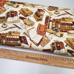 Book fabric, Vintage book fabric, 100% woven cotton, quality fabric, craft and clothing, quilting fabric, Yard/Meter, wide 43"