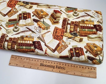 Book fabric, Vintage book fabric, 100% woven cotton, quality fabric, craft and clothing, quilting fabric, Yard/Meter, wide 43"