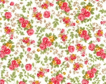 Floral Rose Print Cotton Fabric, Quilting & Clothing