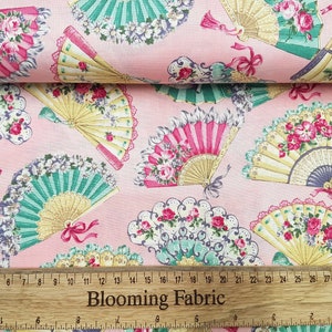 Cotton fabric, Floral fabric, Victorian Fans fabric, Robert Kaufman, Vintage print, 100% cotton print, quilting fabric Yard/Meter