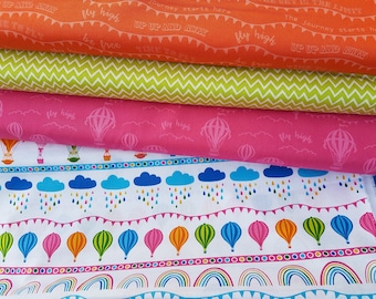 Colourful Rainbows fabric cotton 100% cotton print, craft and clothing, nursery fabric Metrer/Yard