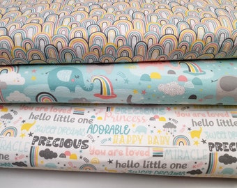 Elephant fabric, rainbow fabric, Nursery fabric, 100% cotton flannel, craft and clothing, sleepwear Yard/Meter 42"wide