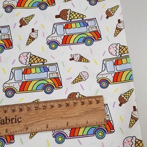 Ice cream truck fabric, summer fabric, craft and clothing, quilting fabric Yard/Meter, wide 58"