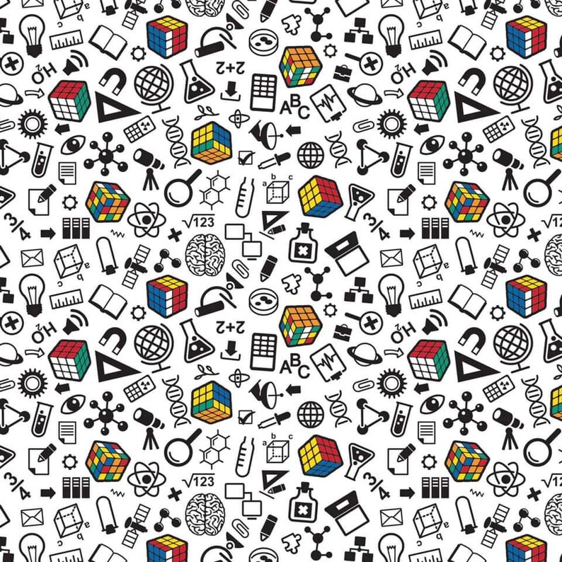 Rubix cube fabric, Math fabric, geek fabric, craft and clothing, quilting fabric Yard/Meter image 1