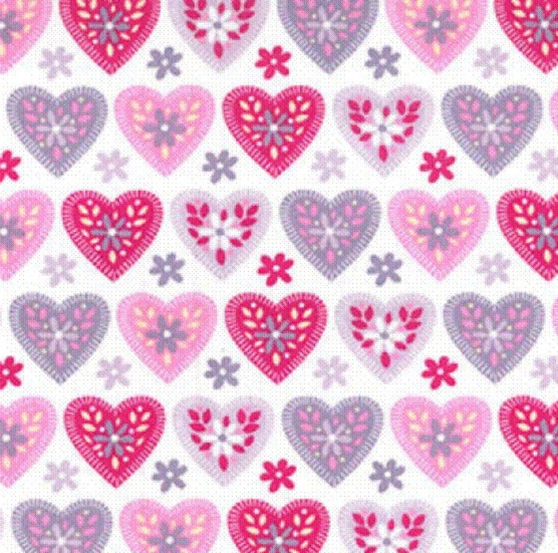 Heart Fabric 100 Cotton Print Valentines Fabric Craft and Etsy