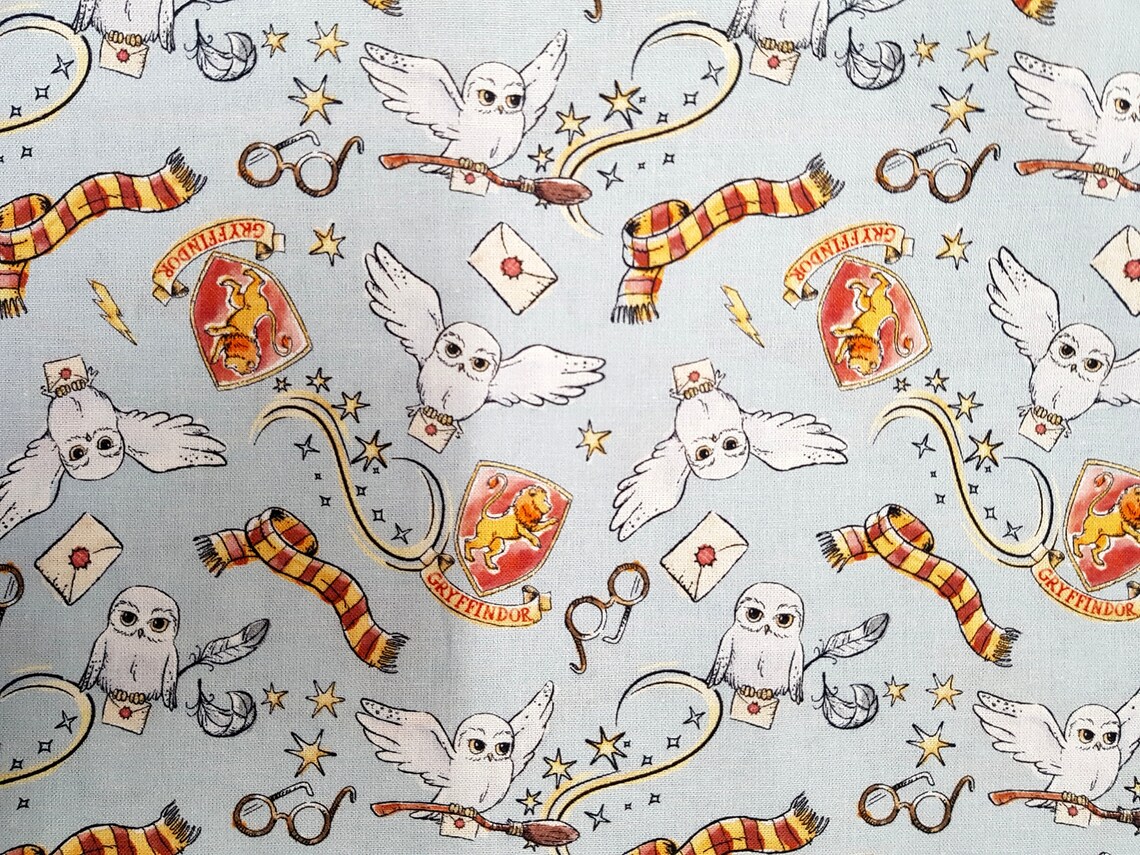 Harry Potter fabric Hedwig owl magic broomstick 100 Cotton Etsy