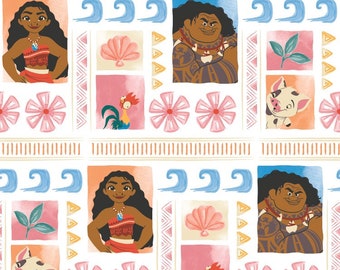 Tessuto Moana Stampa Disney Cotone, Tessuto Pua, Tessuto Maialino con stampa piccola Artigianato e abbigliamento Dimensioni: 32" x 43"