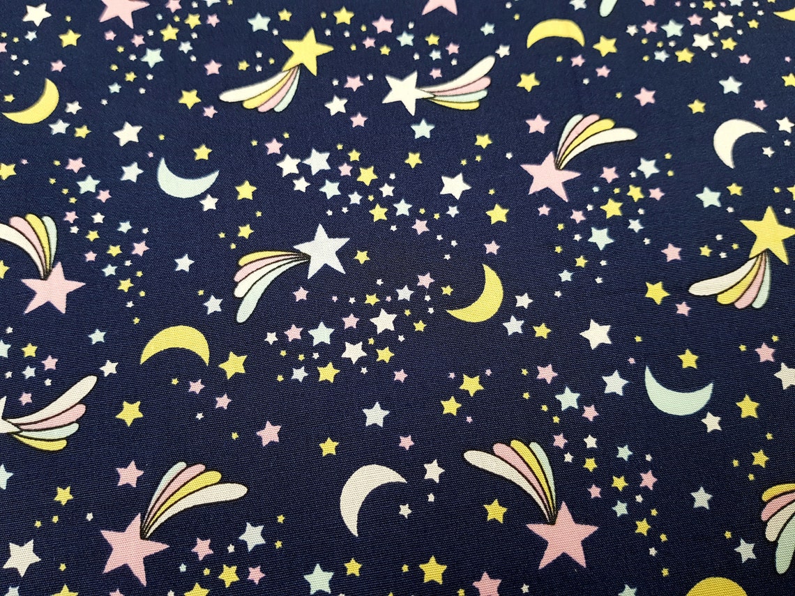 Cotton Fabric Shooting Star Fabric Stars on Navy Nurserie - Etsy