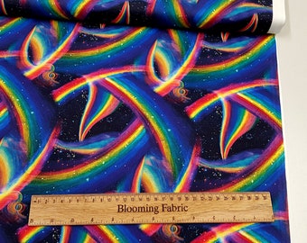 Rainbow space fabric, galaxy cotton fabric, Rainbow mashup fabric, craft and clothing, quilting fabric Yard/Meter, wide 43"