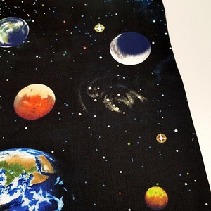 Rymdtyg, galaxbomullstyg, kosmostyg, planettyg, hantverk och kläder, quilttyg meter/yard, bredd 104 cm bild 3