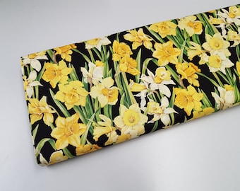 Daffodil fabric, spring flower fabric, 100% cotton fabric, quilting fabric Yard/ meter, wide 43"