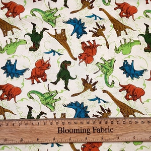 Dinosaur mashup fabric, Jurassic Dinosaur fabric 100% Cotton Woven Fabric Yard/Mater, wide 43"