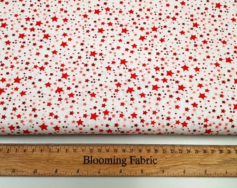 Whoville Stars in Red from How The Grinch Stole Christmas from Dr Seuss, 100% cotton Yard/ Meter, 43" wide