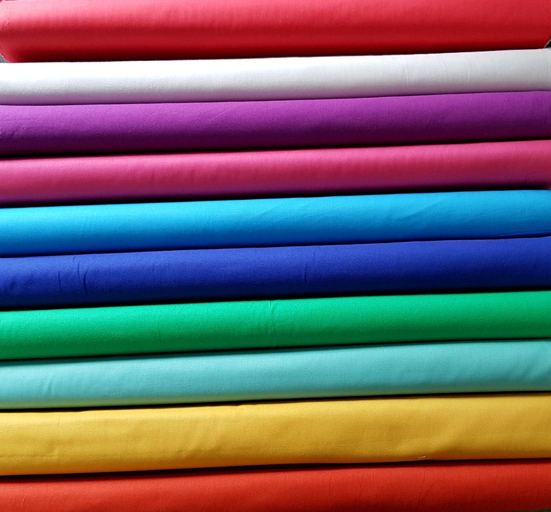 Plain 100% Cotton Fabric 150cm Wide Midweight 140gsm 60SQ Sewing Craft  Dressmaking Quilting Clothes Lining 26 Colours HALF A METRE 