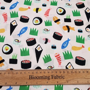 Sushi-Stoff, 100% Baumwolle gewebter Baumwollstoff, Patchworkstoff, Meterware 43&quot;
