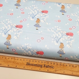Alice In Wonderland fabric, cheshire cat fabric, 100% cotton print, craft and clothing, quilting fabric Yard/Meter, wide 43"