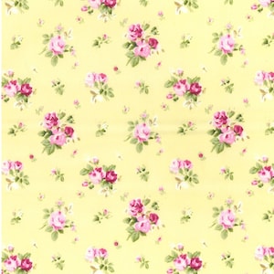 Cotton fabric, yellow floral fabric, Flower print, 100% cotton poplin print, craft and clothing, quilting fabric half meter/ half yard