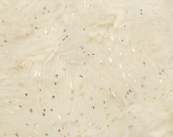 Luxe Cuddle® Dazzle Hide Ivory/Gold Shannon Fabric, Toy making, blanket Fabric Pile 10mm Meter/ Yard