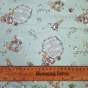 Peter Rabbit fabric, Mint floral fabric 100% cotton, craft and clothing, quilting fabric Yard/Meter 43&quot;