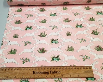 Bunny fabric, Easter fabric,  flower fabric, 100% cotton print, craft and clothing, Yard/Meter, 43" wide