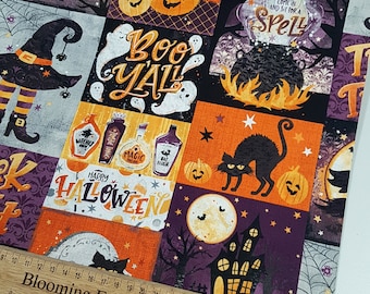 Trick or treat fabric Cat fabric, Halloween fabric, craft and clothing, cotton quilting fabric Yard/Meter