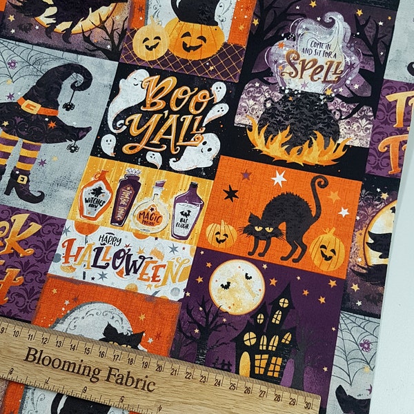 Trick or Treat Stoff Katze Stoff, Halloween Stoff, Bastel- und Bekleidungsstoff, Baumwoll quilting Stoff Meter/Meter