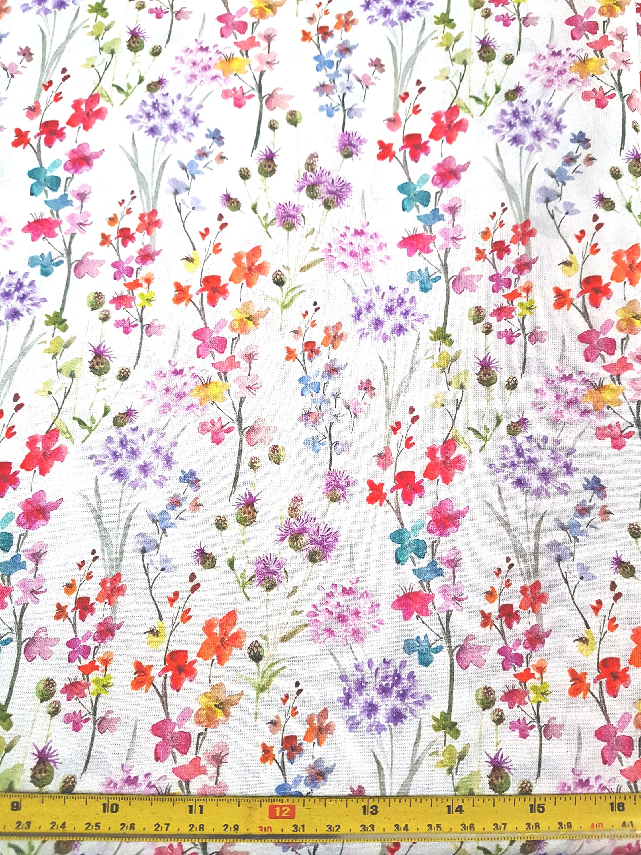 Watercolour field flowers Floral prints cotton 100% cotton | Etsy