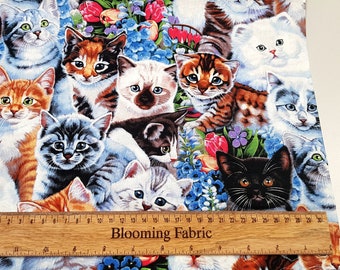 Natural looking cat fabric, pet fabric, kitten fabric, craft and clothing, quilting fabric Meter/ Yard 43" wide