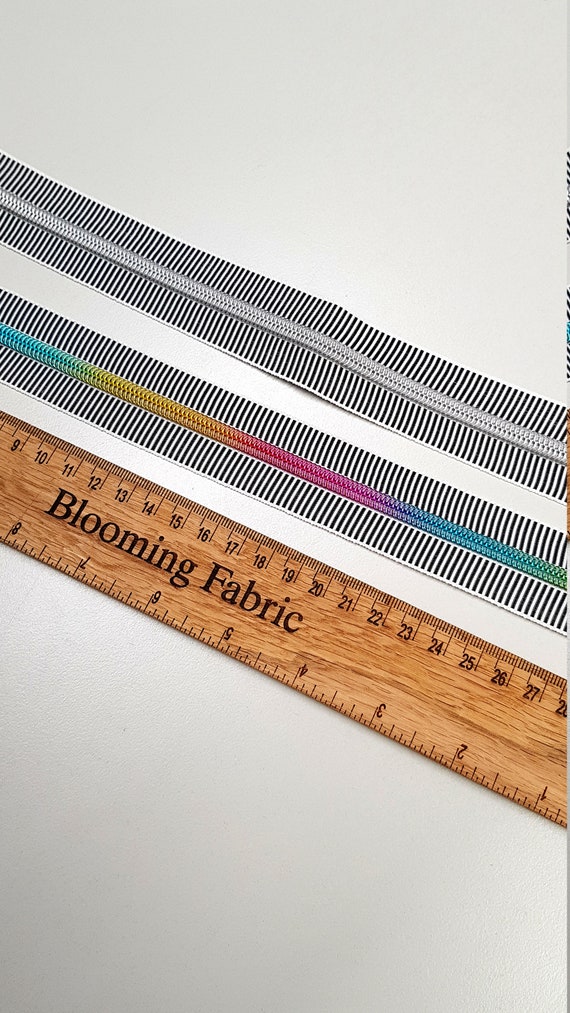 Striped Zipper Tape With Rainbow Coil Teeth Or Silver 5 Zip Etsy Norway