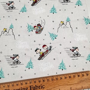 Snoopy fabric, Peanuts fabric, winter fun fabric, Christmas fabric, quilting Christmas craft fabric Yard/Meter