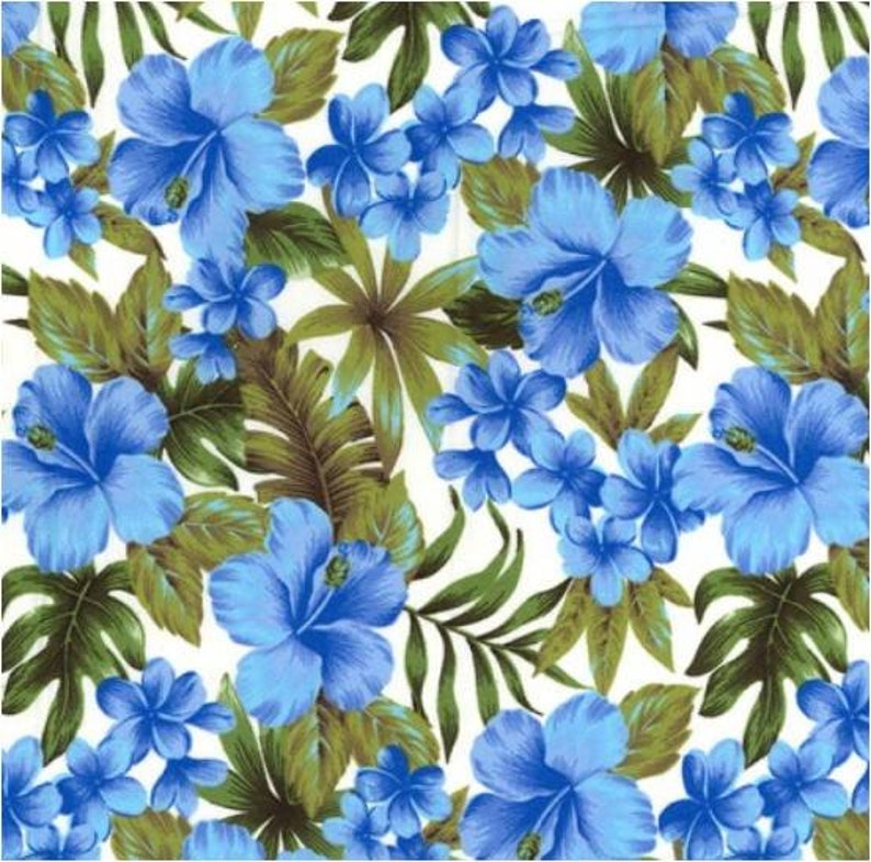 quilting fabric half meter craft and clothing Hawaiian fabric Blue flowers tropical cotton retro Hawaiicotton 100/% cotton print