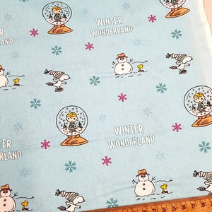 Snoopy fabric, Peanuts fabric, Winter Wonderland, Christmas fabric, quilting Christmas craft fabric Last 24&quot; x 43&quot;
