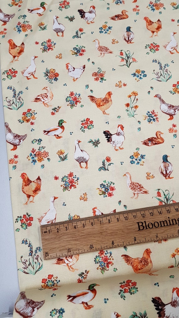 Chicken Fabric Roost Fabric Chick Fabric 100 Woven Cotton