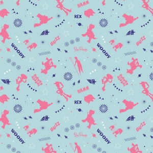 Toy story fabric, Woody Disney fabric, cowboy fabric, Toys on blue fabric craft and clothing, quilting fabric FQ, Meter/Yard