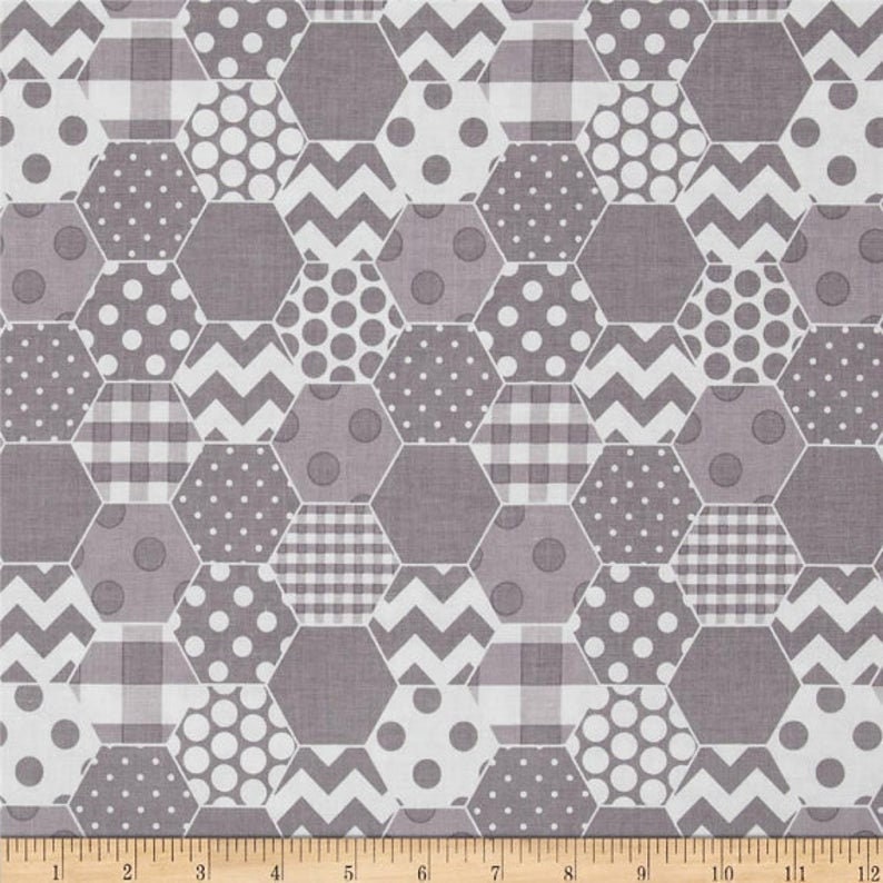 Geometric Fabric Grey Quilt Look Fabric by Riley Blake 100 Etsy