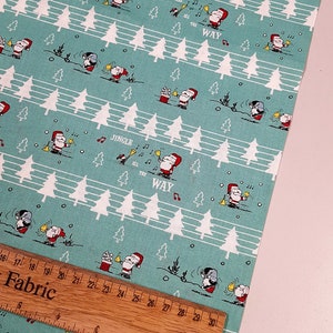 Snoopy fabric, Peanuts fabric, Jingle all the way, Christmas fabric, quilting Christmas craft fabric Yard/ meter, wide 43&quot;