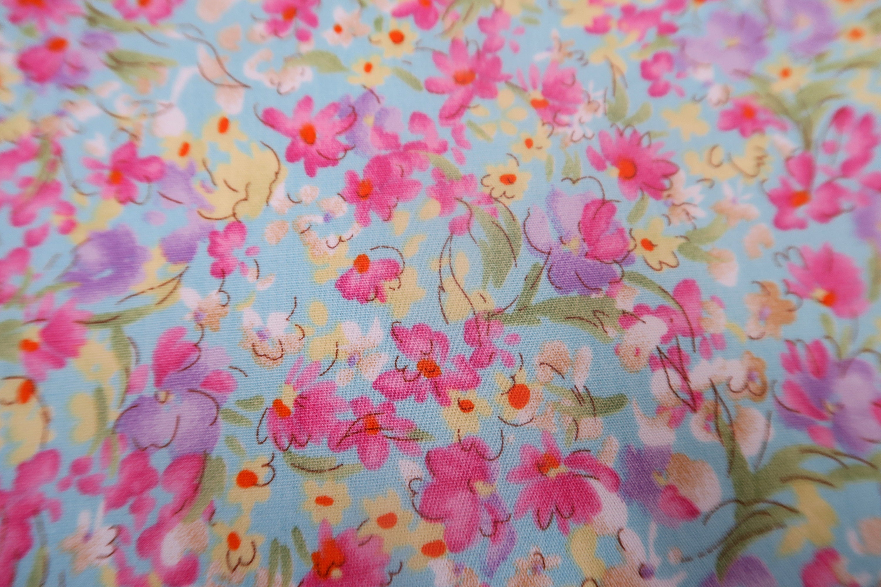 Pink Floral Fabric Small Flower Print Cotton 100% Cotton - Etsy UK